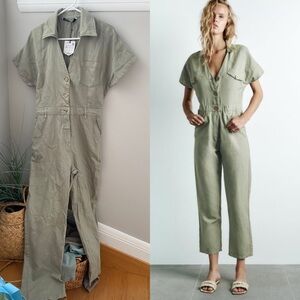NWT Zara Khaki green jumpsuit size M